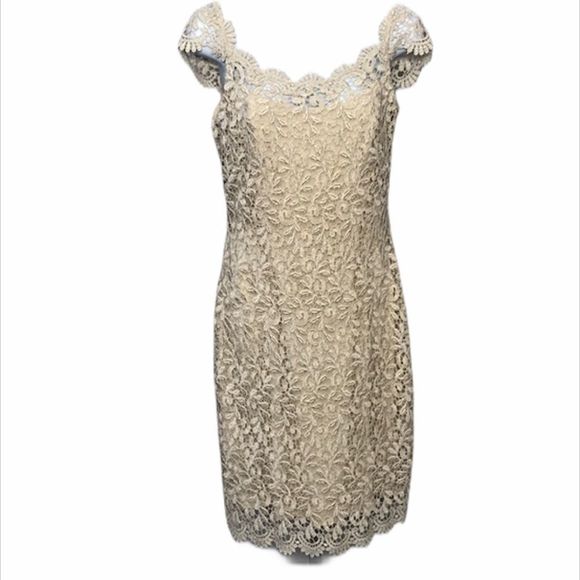 Betsy & Adam Gold Lace Dress - Picture 1 of 7